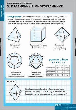 Таблицы "Математика. Многогранники. Тела вращения", 11 шт.
